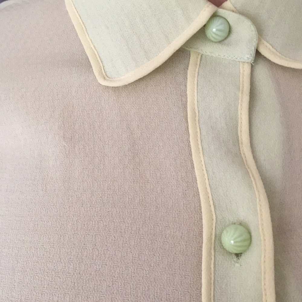 Vintage Ann Taylor 100% Silk Semi Sheer Cap Sleeve Blouse Romantic Elegant Top - Picture 8 of 13